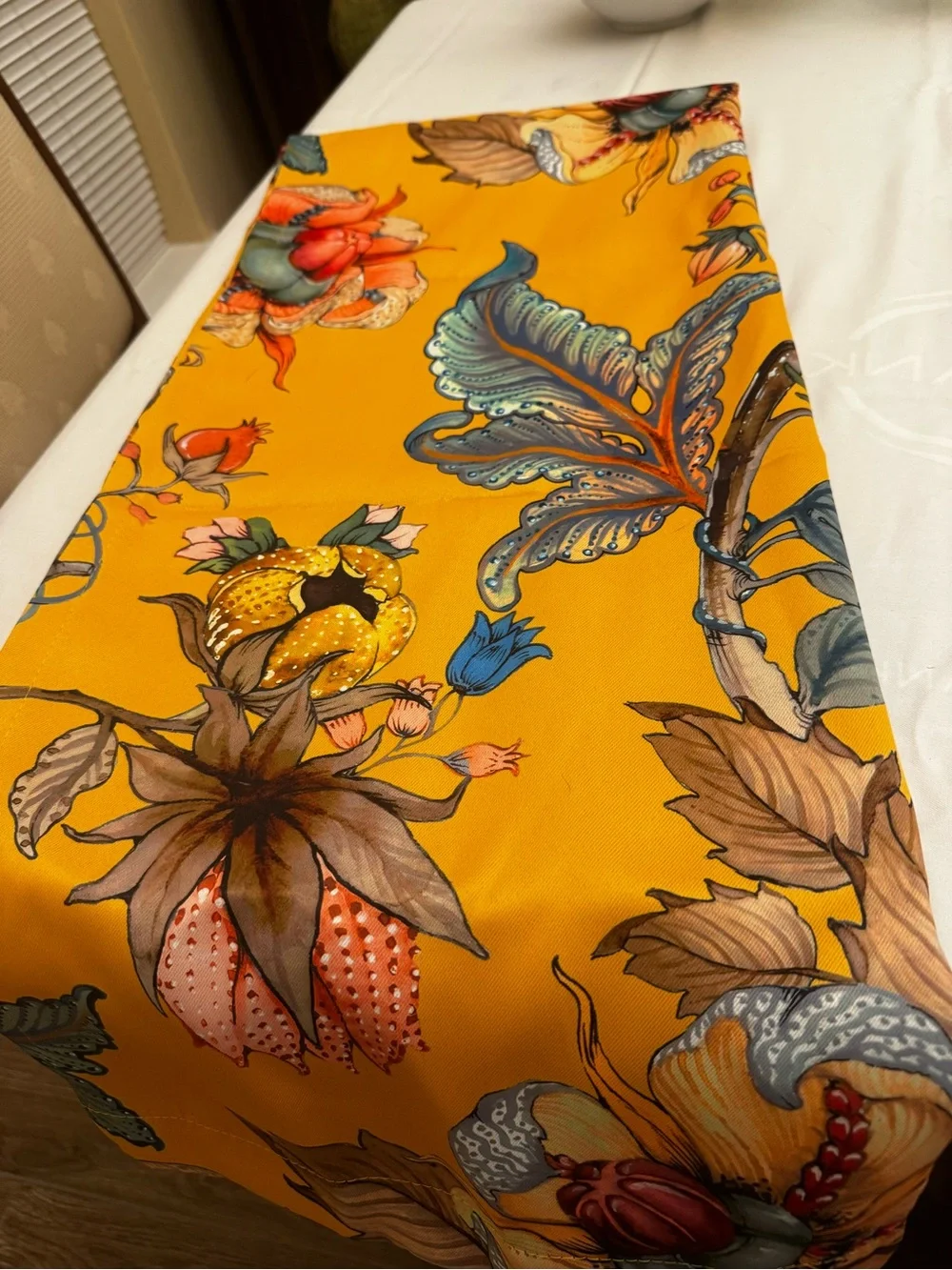 Tenda Mustard Yellow Floral Grommet Curtain Panel